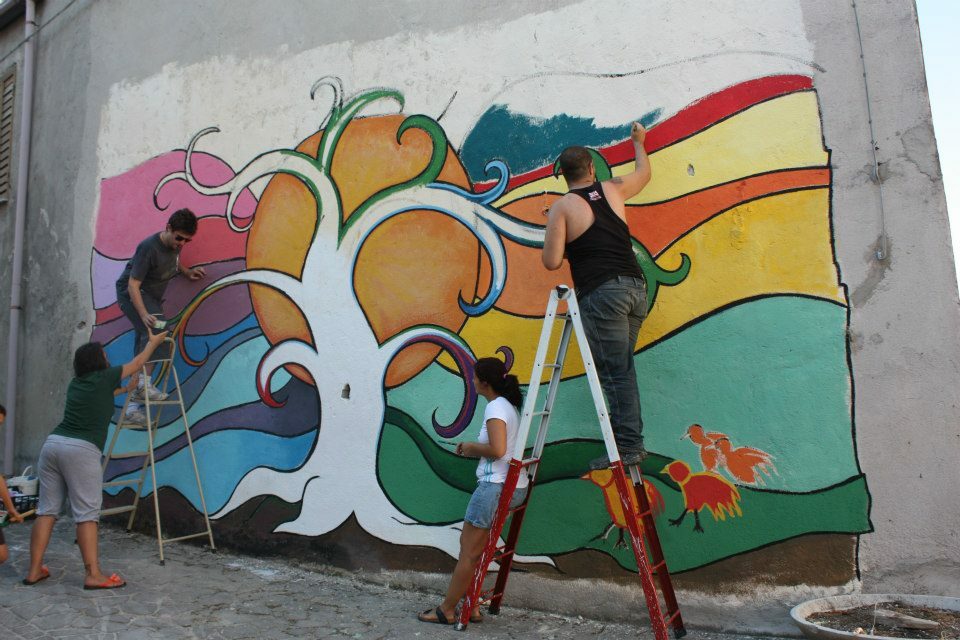 Malování murales na Sicílii bessude malovani 2