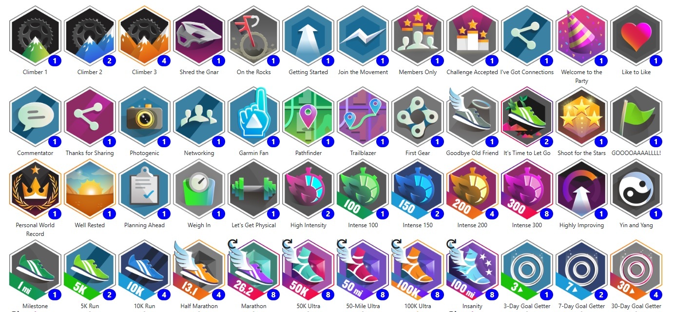 Malá ukázka z galerie Garmin Badges. (zdroj: Garmin Connect) garmin