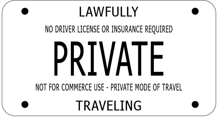 Poznávací značka Suverénního občana: odmítají platit pokuty, poslouchat policisty, mít na autě správnou značku. (zdroj: Wikimedia Commons) sovereign citizen license plate
