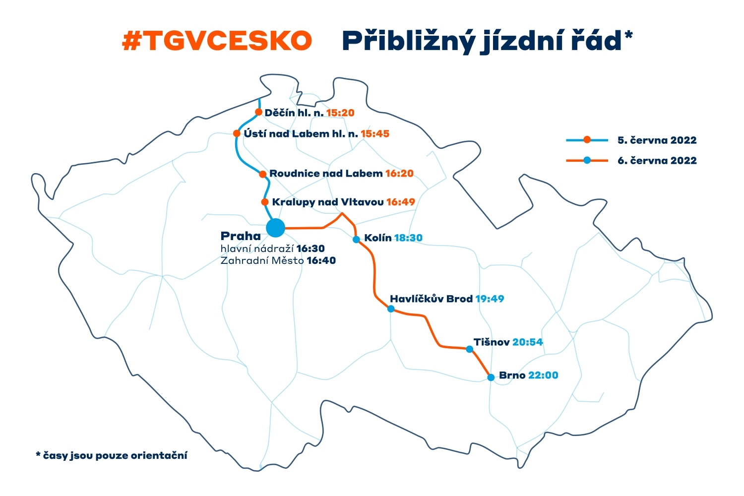 Tady všude mohli TGV v Česku vidět. Rychlostní rekord to ale nebyl (foto: Profimedia) tgv jizdni rad