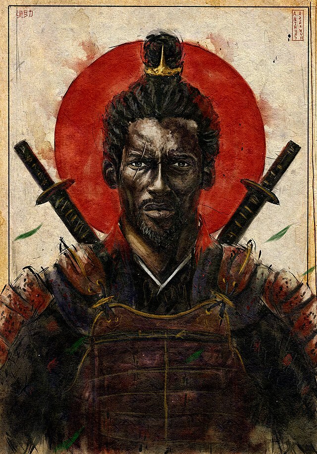 Portrét černého samuraje, Anthony Azekwoh (zdroj: Wikimedia Commons) 640px yasuke by anthony azekwoh