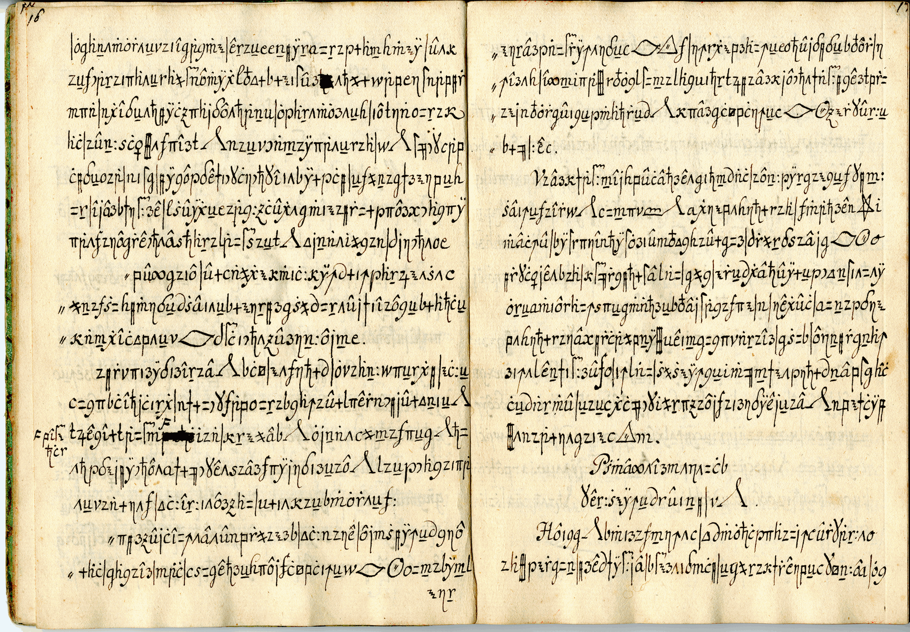 Šifra Copiale. (zdroj: Wikimedia Commons) copiale cipher09s