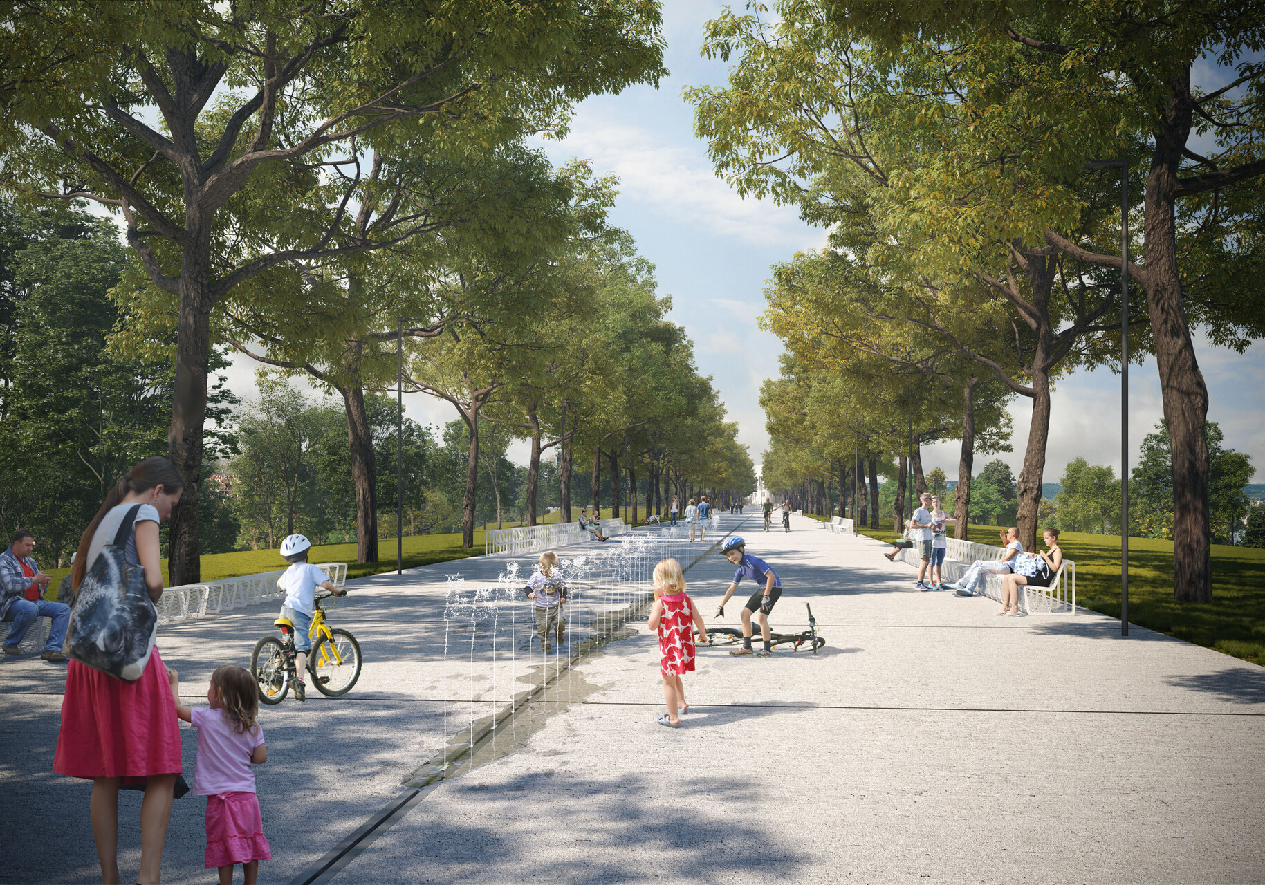 Na Vítkově se nejdříve promění hlavní promenáda k památníku (zdroj: Hl. m. Praha) 03 vitkov vizualizace zdroj iprh