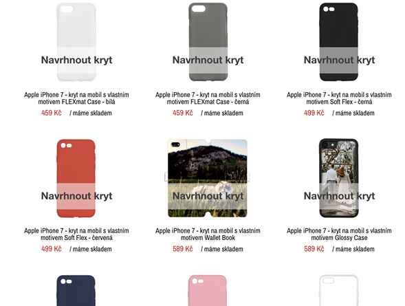 Ani v případě staršího telefonu, jako je iPhone 7, nebude problém sehnat personalizovaný kryt podle vašich vlastních preferencí. Zdroj: Etuo.cz obr1