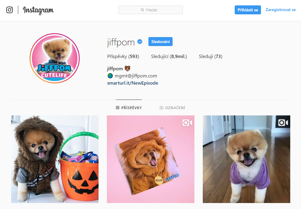 Rekordman Jiffpom se pomalu hrabe k devíti milionům fanoušků jiffpom