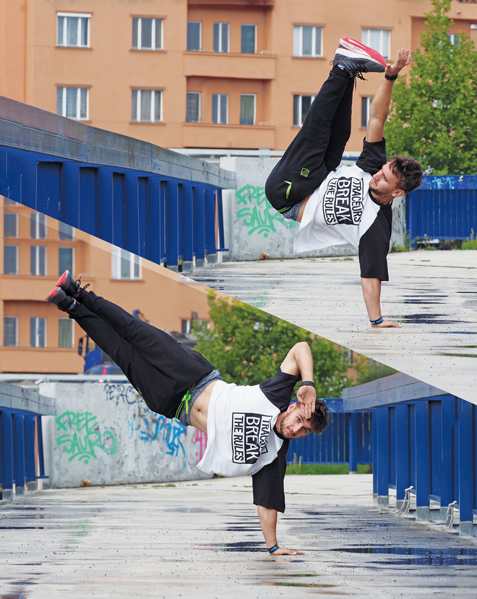 Parkour je směs různých sportů s prvky atletiky, gymnastiky, breakdancu, capoeiry, trickingu a vlastně i mnoha dalších sportů tary in1