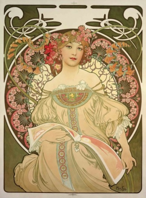 Alfons Mucha: Snění (1898). Zdroj: Nadační fond Richarda Fuxy sneni 1898